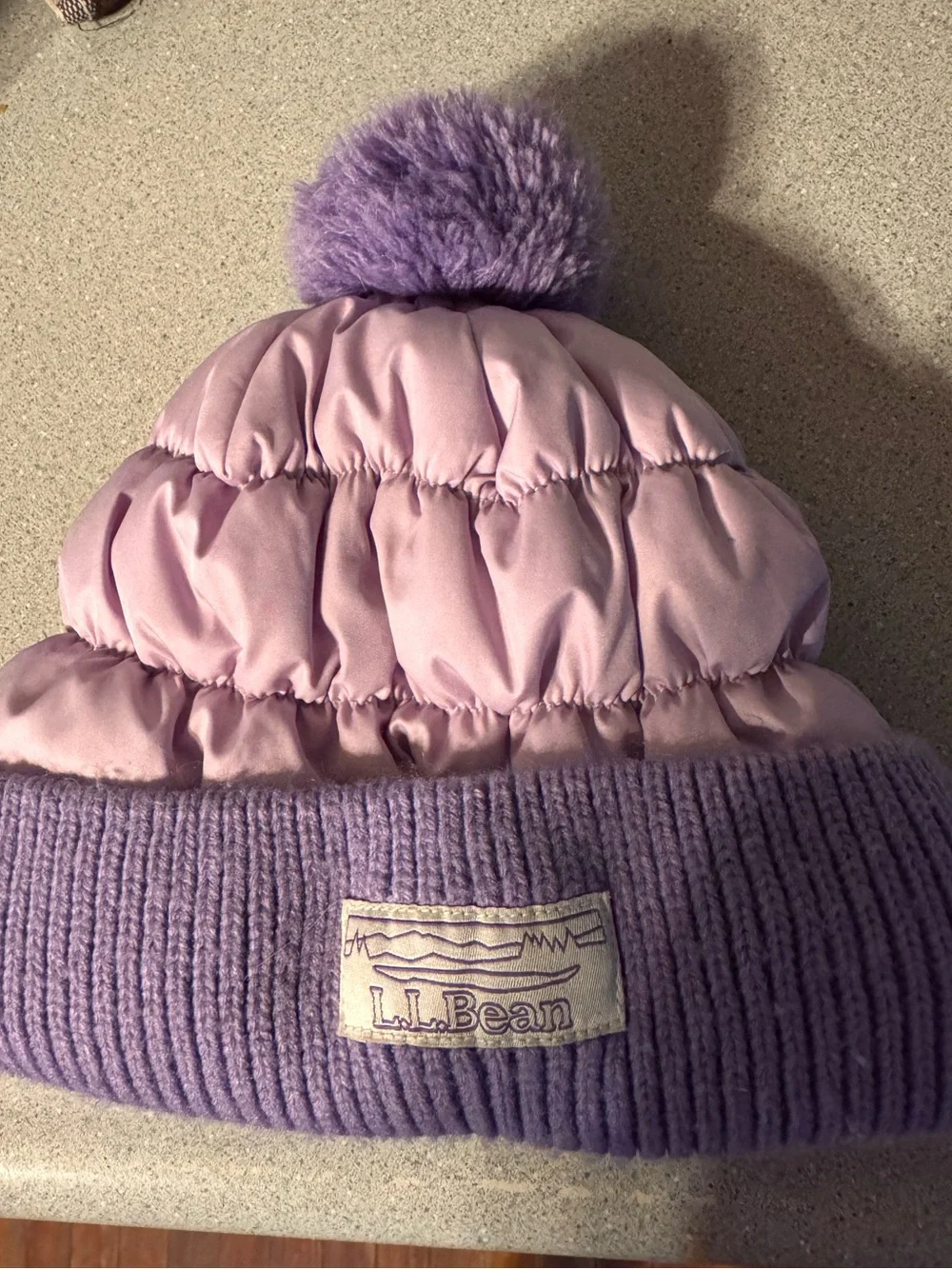 L.L. Bean Lavender and Lilac Pom Pom Kids Winter Beanie